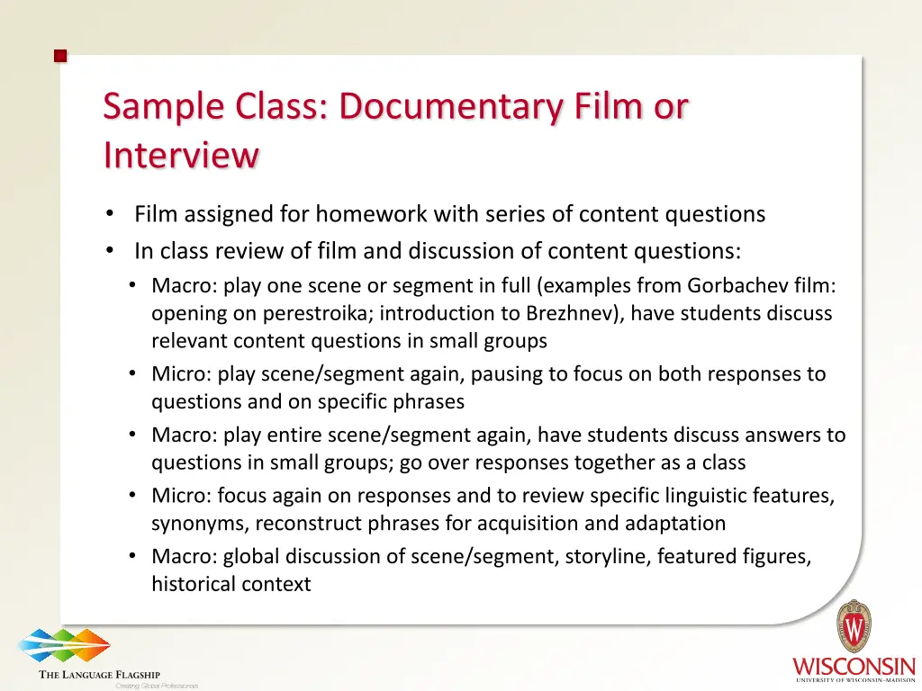 sample class documentary film or interview