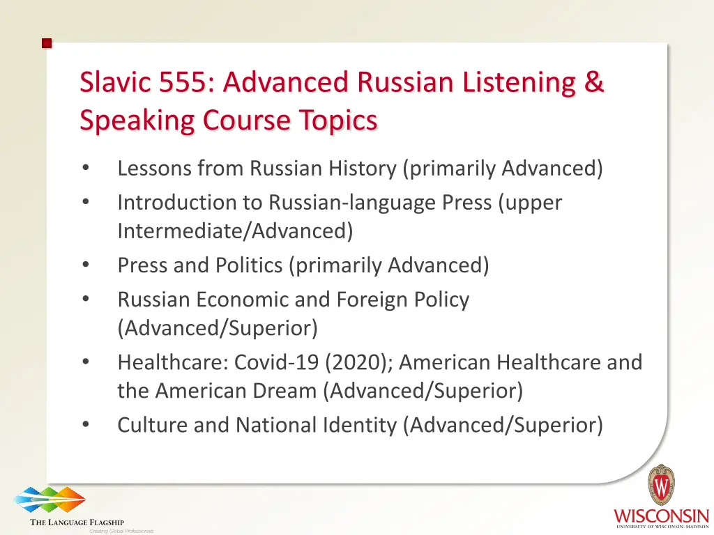 slavic 555 advanced russian listening speaking