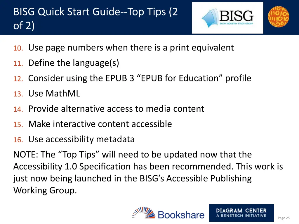 bisg quick start guide top tips 2 of 2