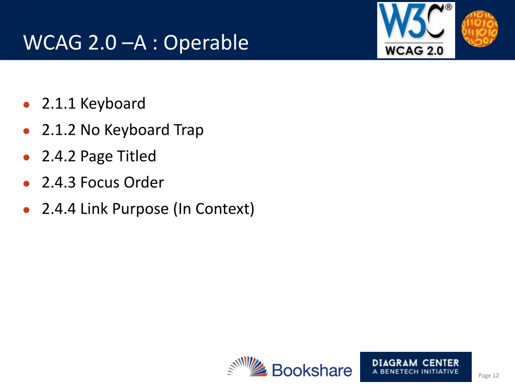 wcag 2 0 a operable