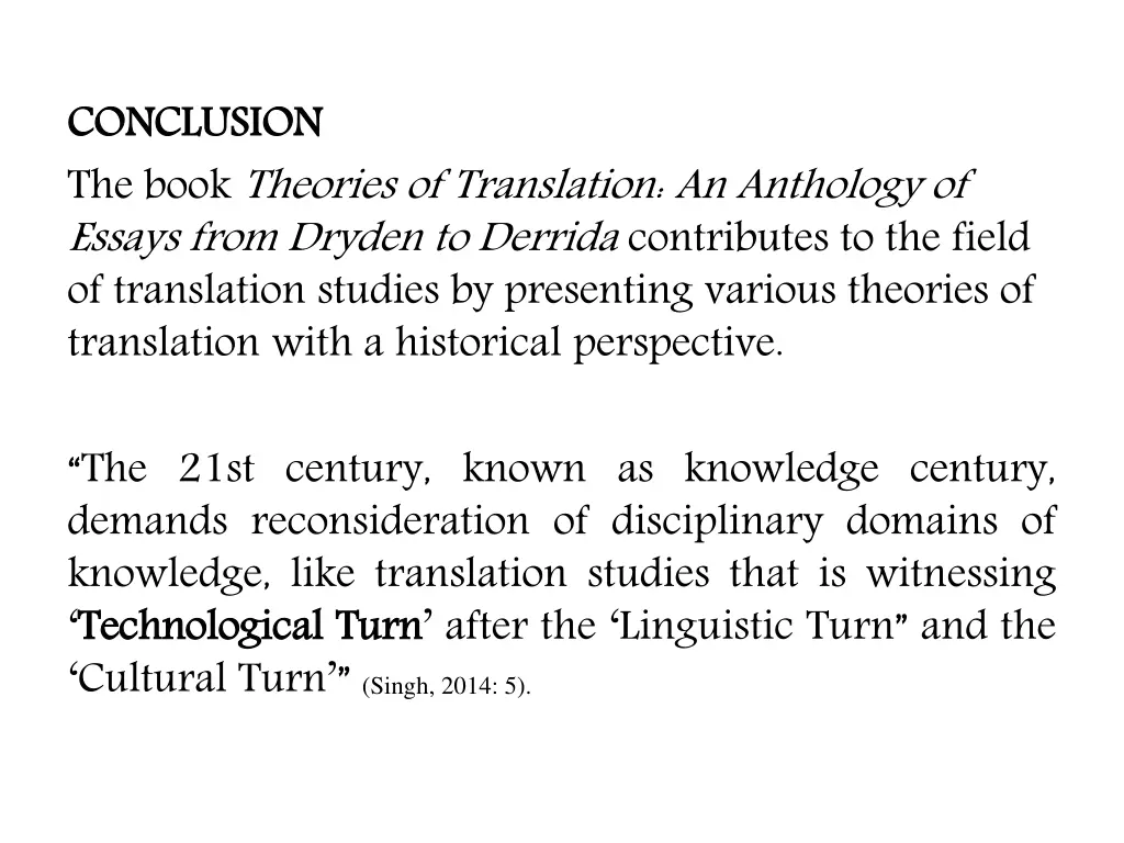 conclusion the book theories of translation