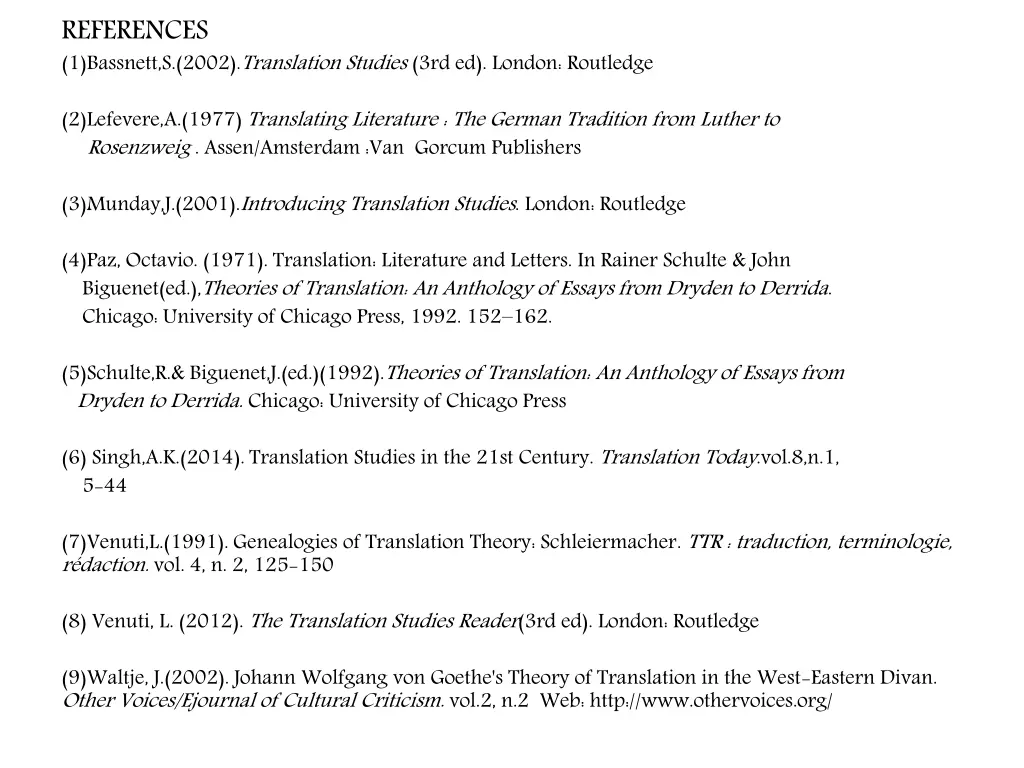 references 1 bassnett s 2002 translation studies