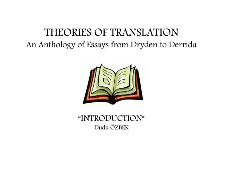 theories of translation an anthology of essays