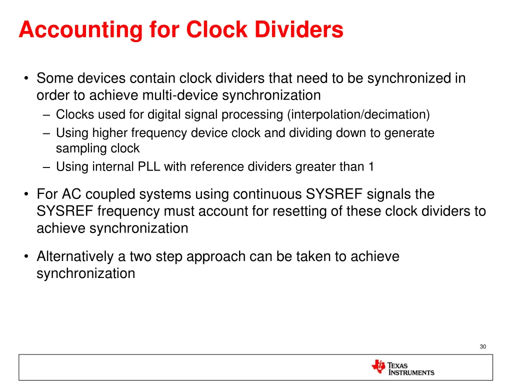 accounting for clock dividers