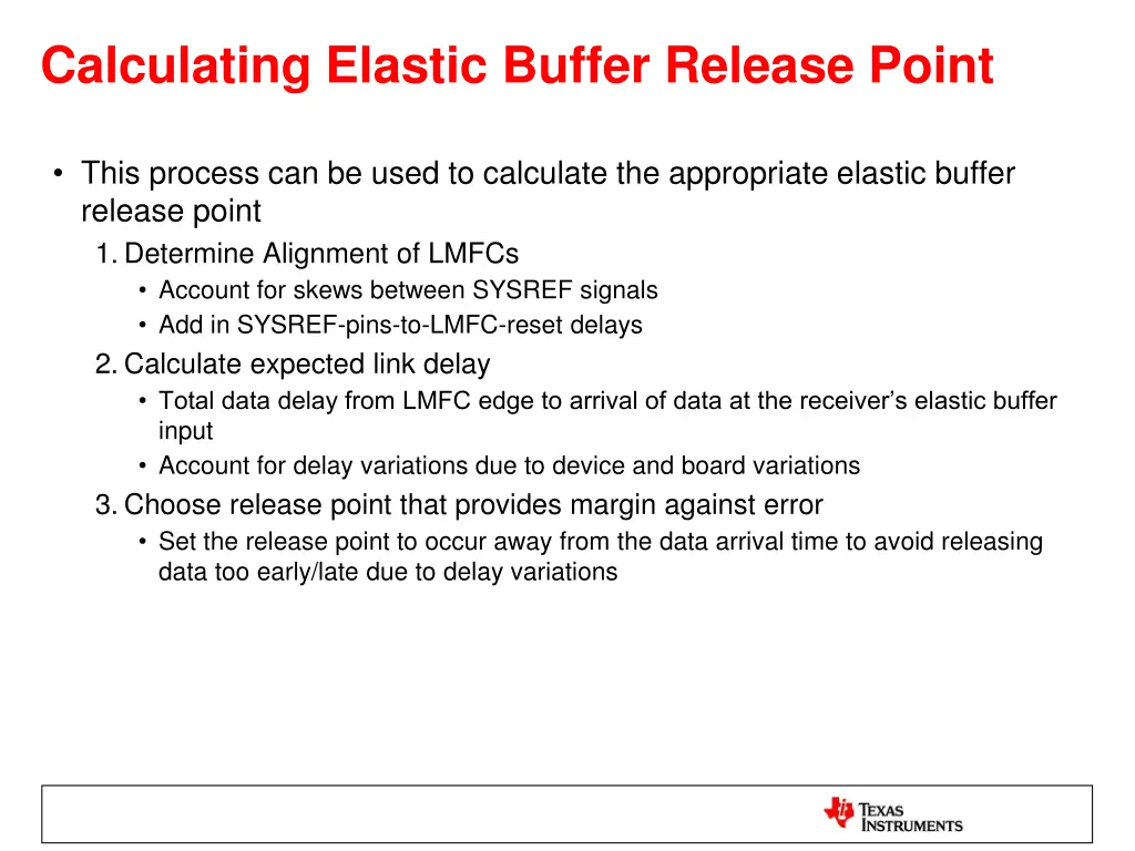 calculating elastic buffer release point