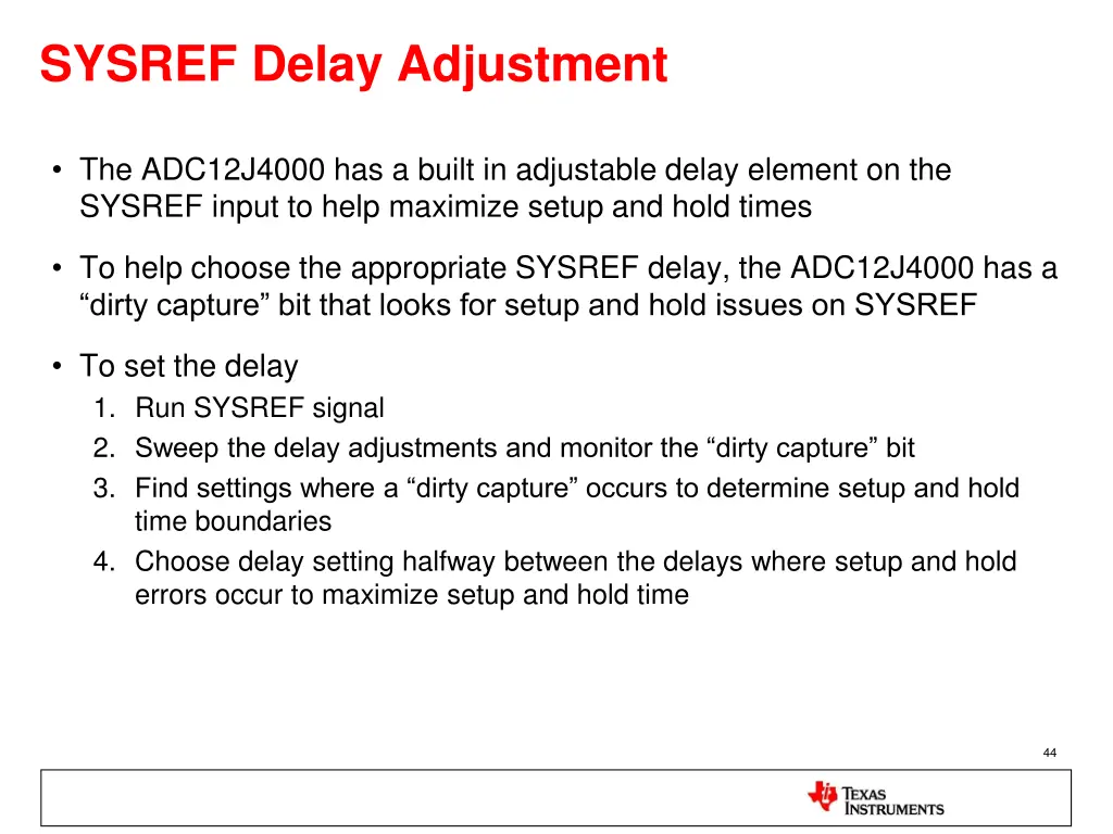 sysref delay adjustment