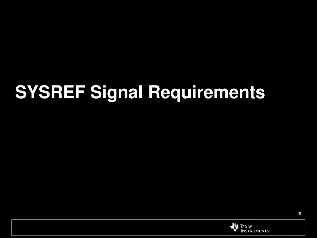 sysref signal requirements