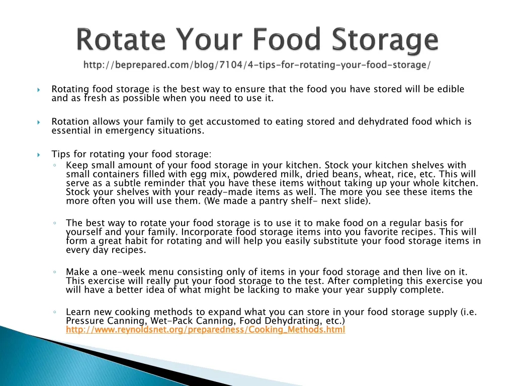 rotating food storage is the best way to ensure