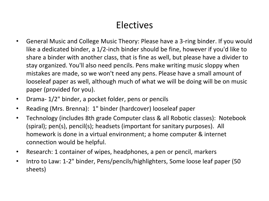 electives