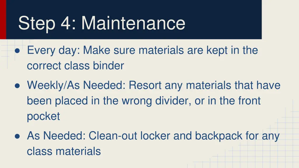 step 4 maintenance