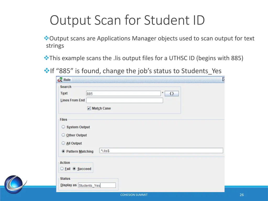 output scan for student id 1