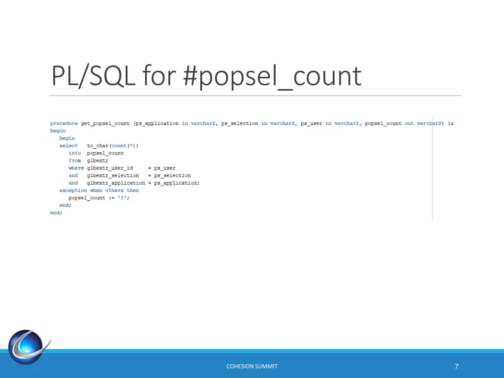 pl sql for popsel count