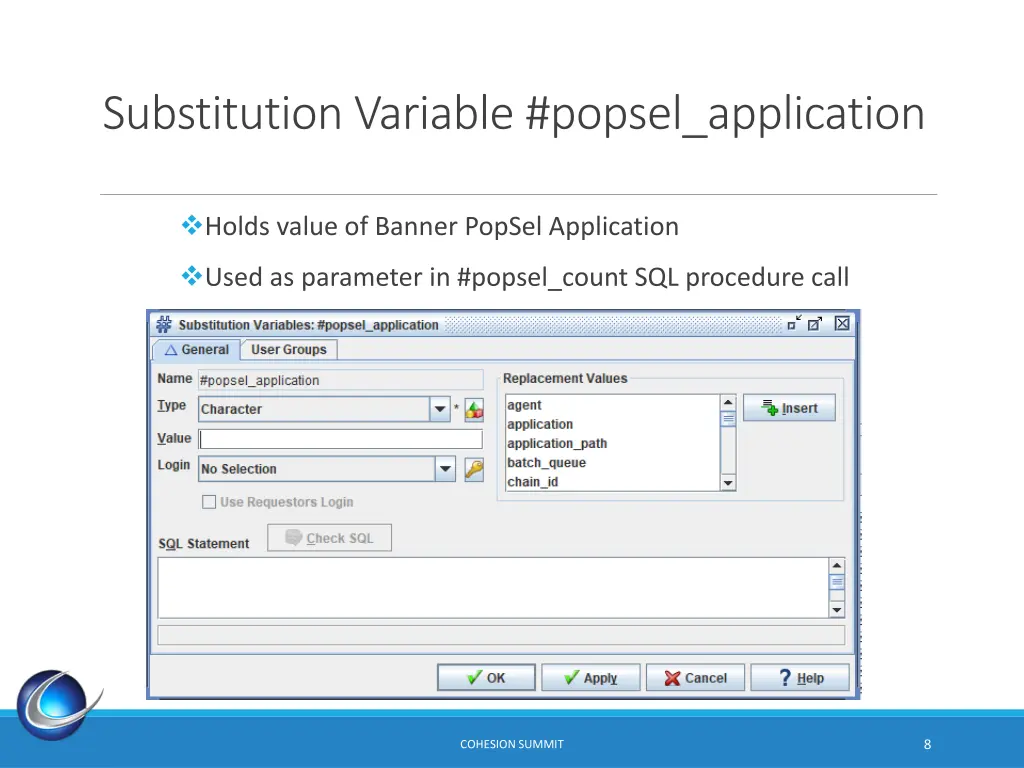 substitution variable popsel application