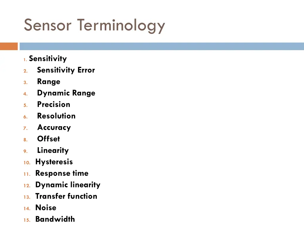 sensor terminology