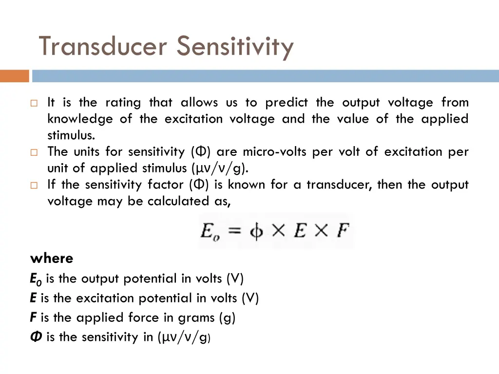 transducer sensitivity