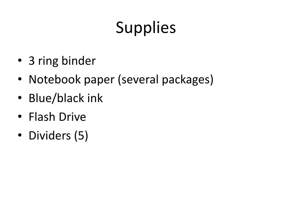 supplies