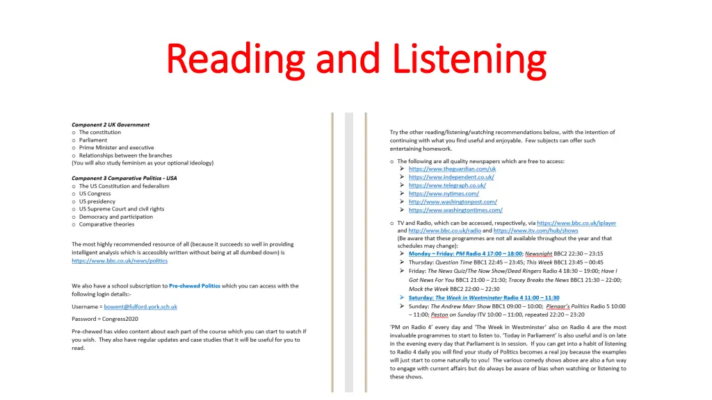 reading and listening reading and listening