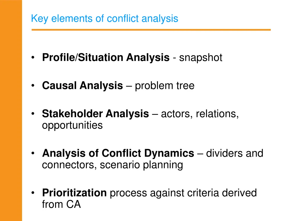 key elements of conflict analysis