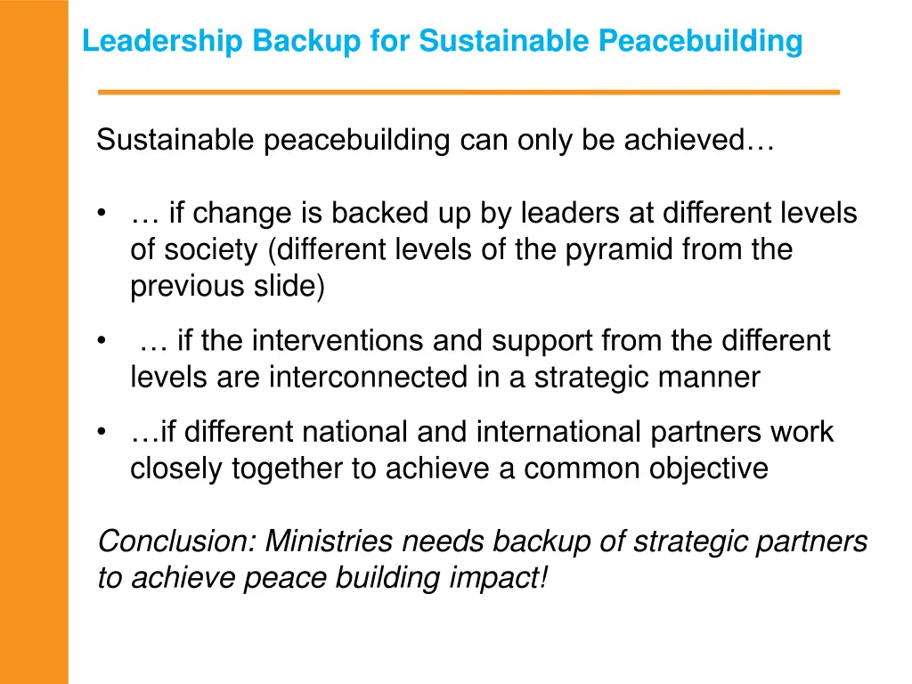 leadership backup for sustainable peacebuilding