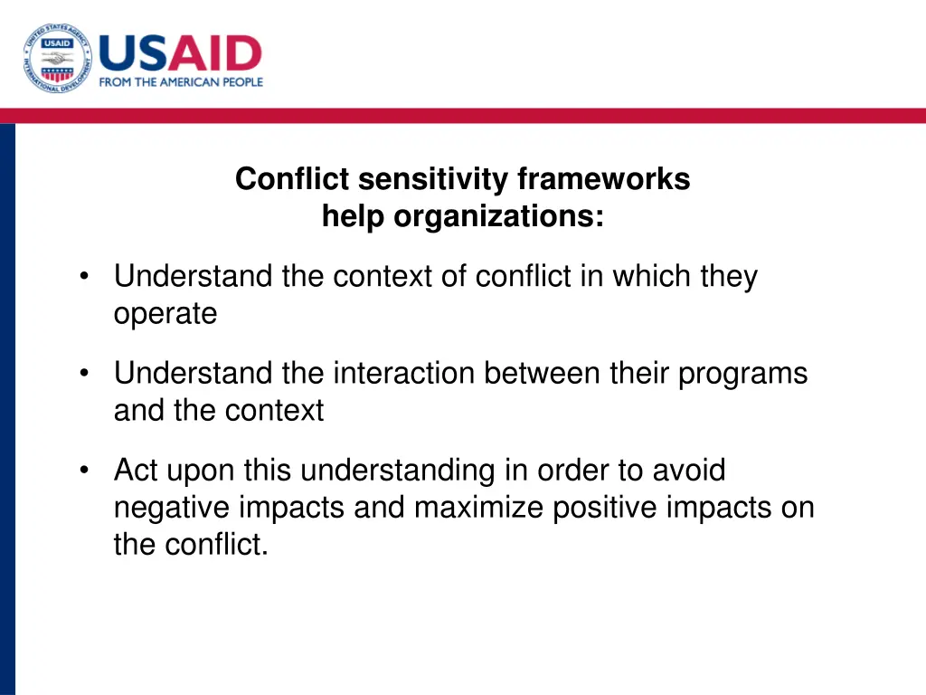 conflict sensitivity frameworks help organizations