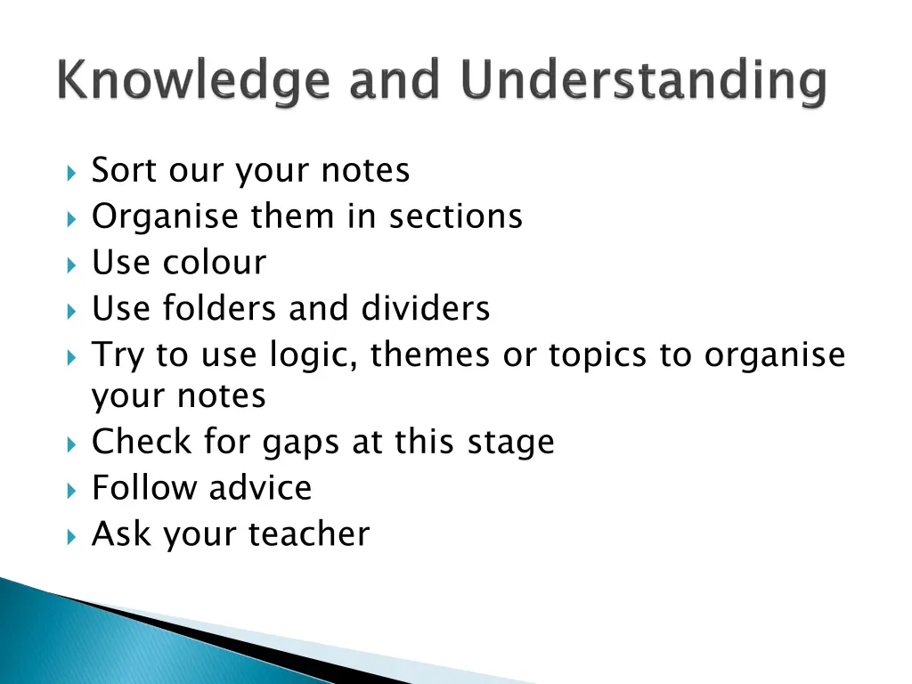 sort our your notes organise them in sections