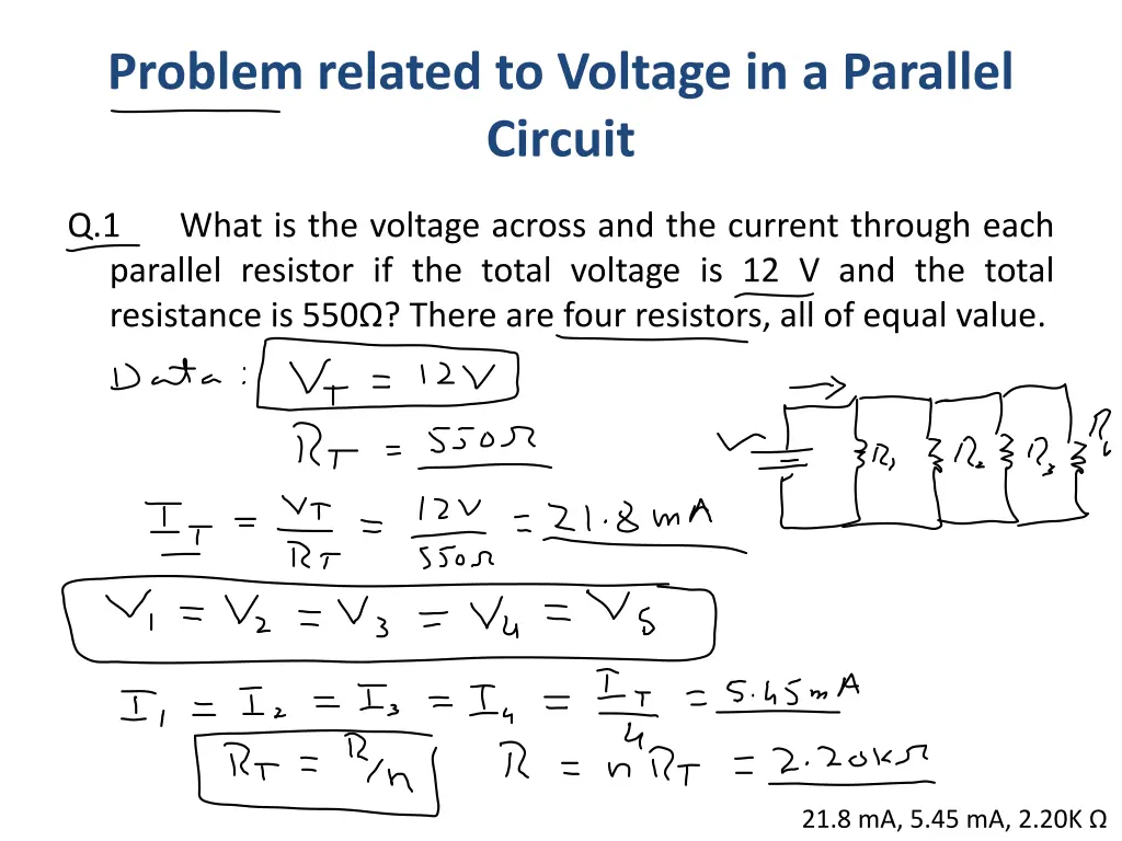 problem related to voltage in a parallel circuit