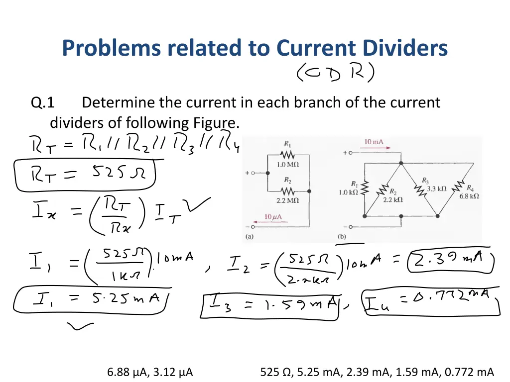 problems related to current dividers