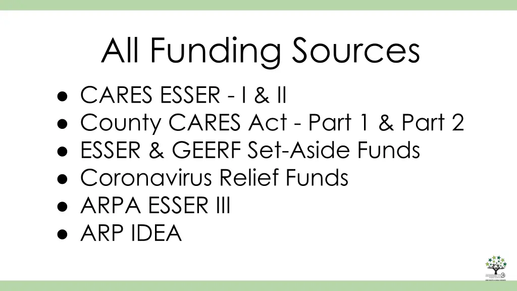 all funding sources cares esser i ii county cares