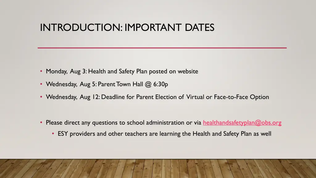 introduction important dates