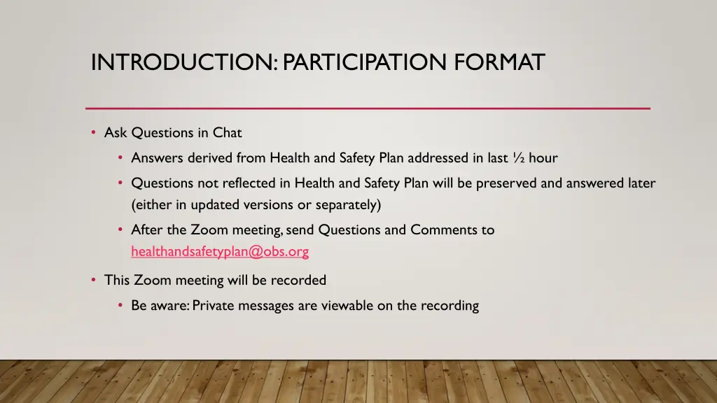 introduction participation format