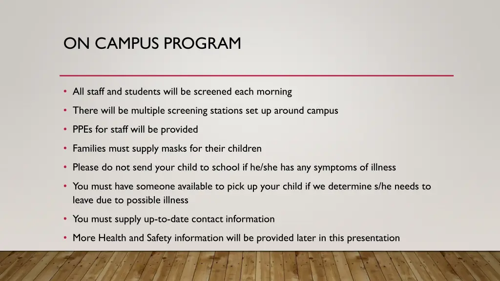 on campus program