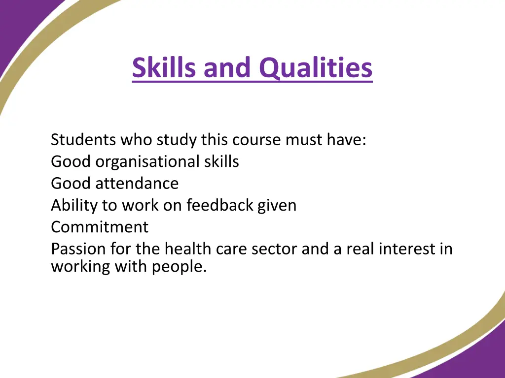 skills and qualities