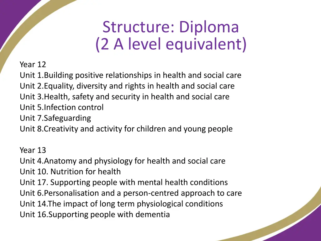 structure diploma 2 a level equivalent 1