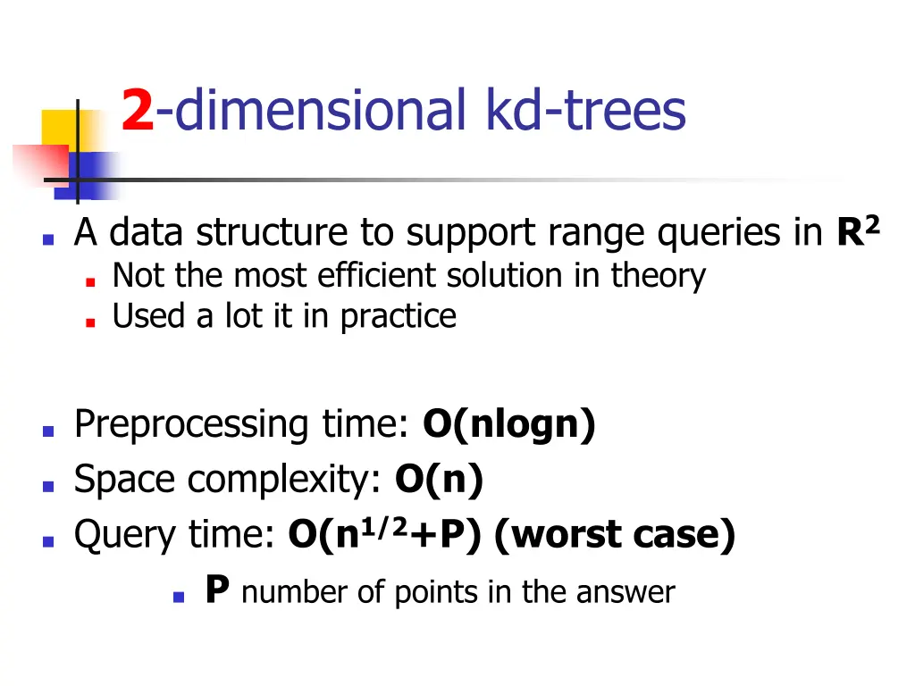 2 dimensional kd trees