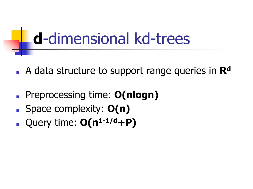 d dimensional kd trees