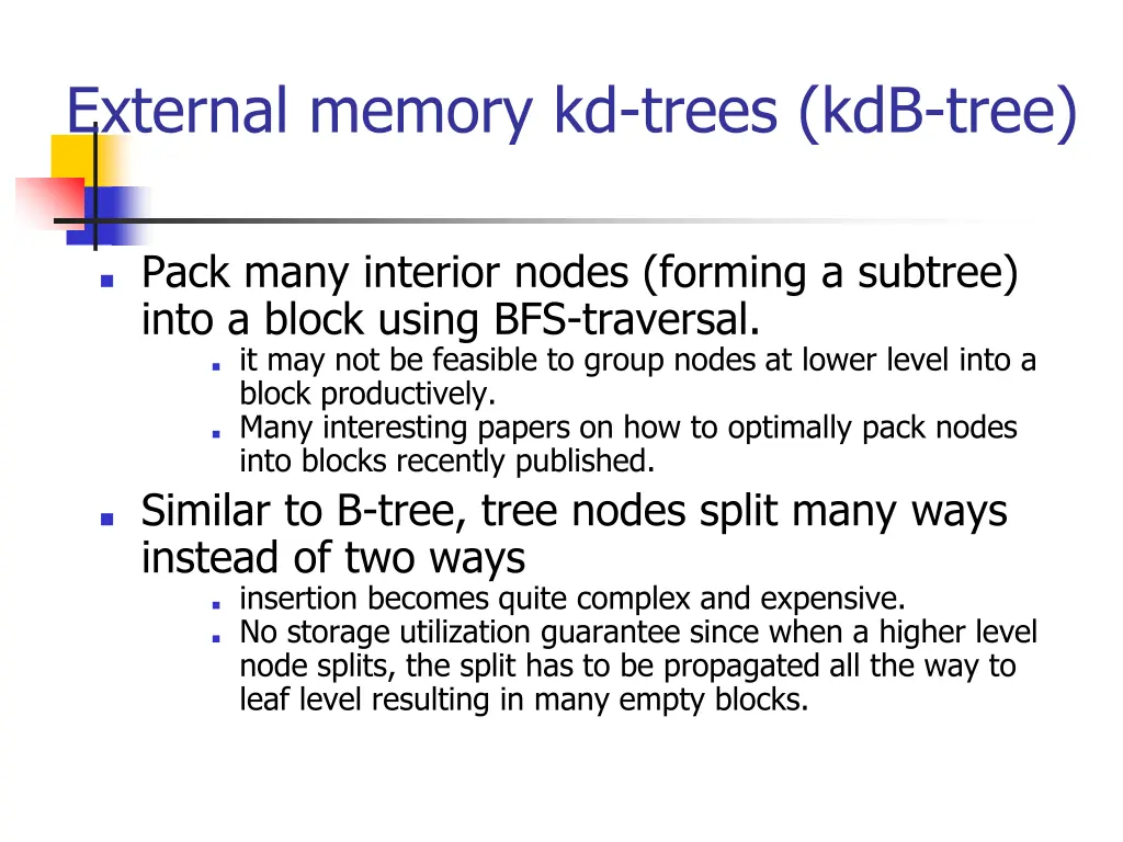 external memory kd trees kdb tree