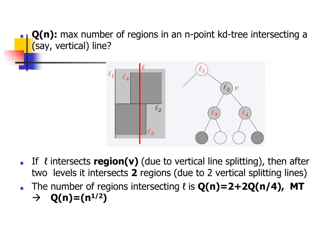 q n max number of regions in an n point kd tree