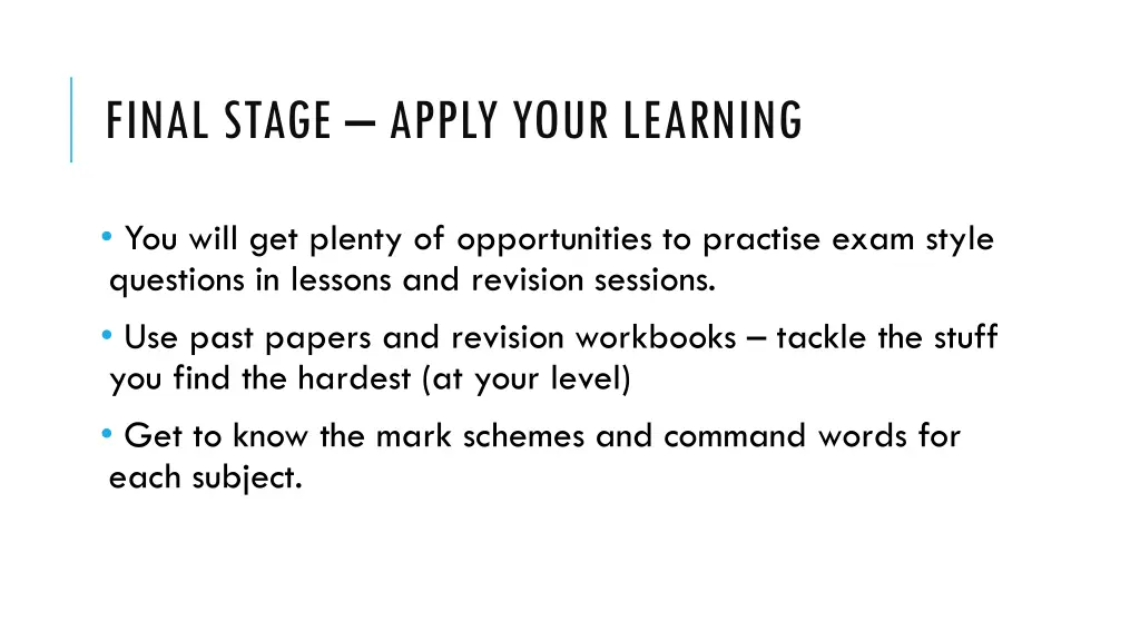 final stage apply your learning