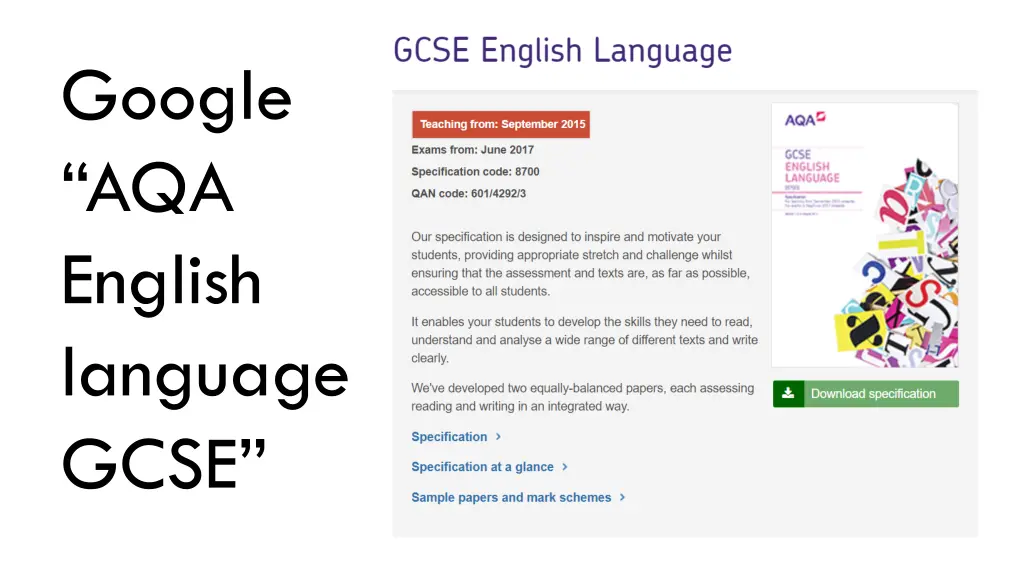 google aqa english language gcse