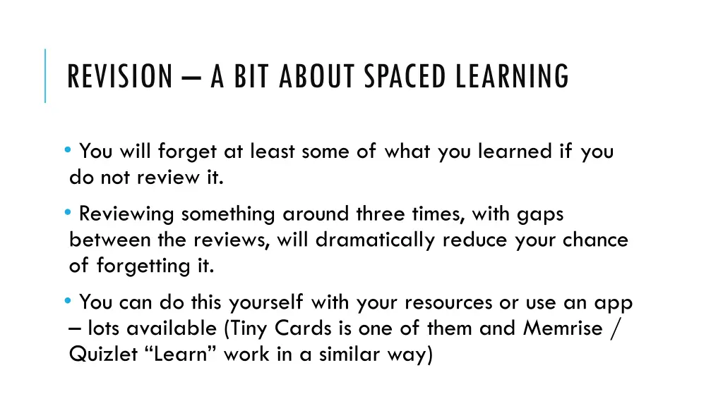 revision a bit about spaced learning