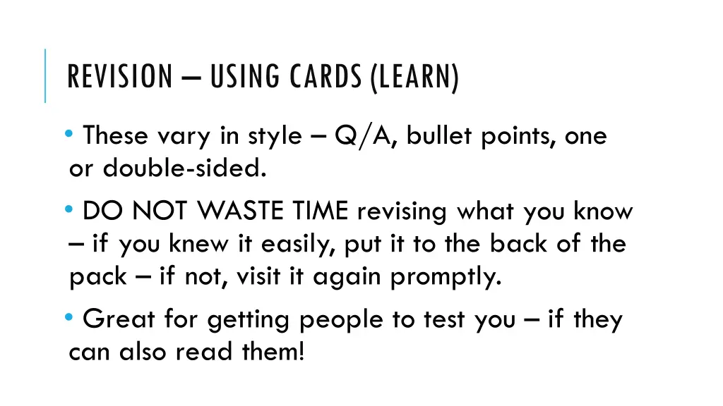 revision using cards learn