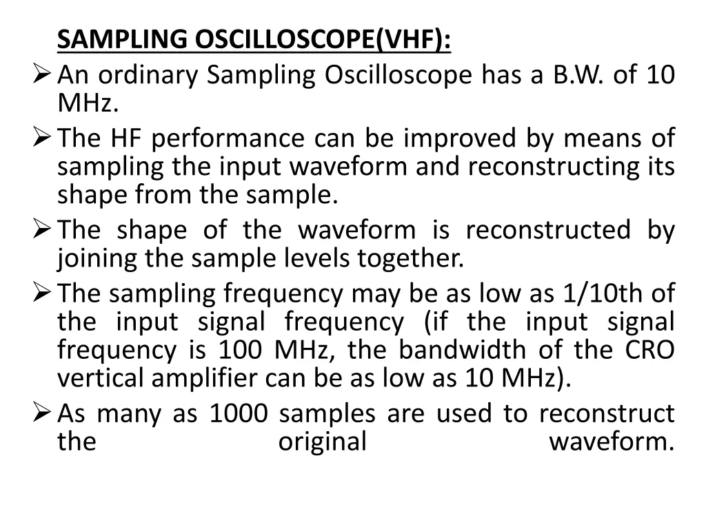 sampling oscilloscope vhf an ordinary sampling