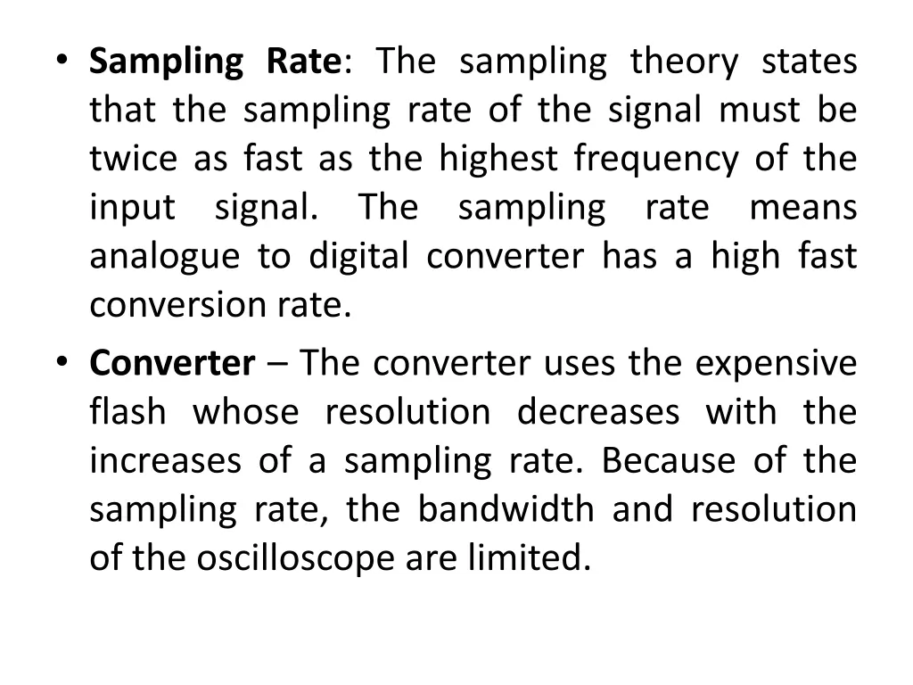 sampling rate the sampling theory states that