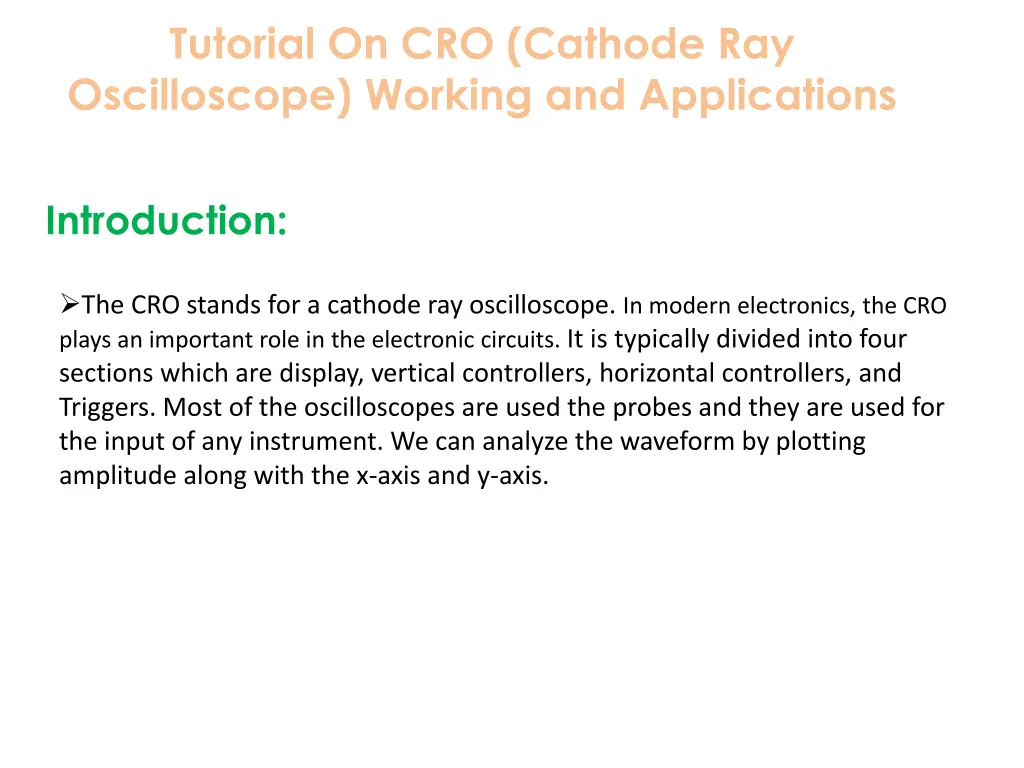 tutorial on cro cathode ray oscilloscope working