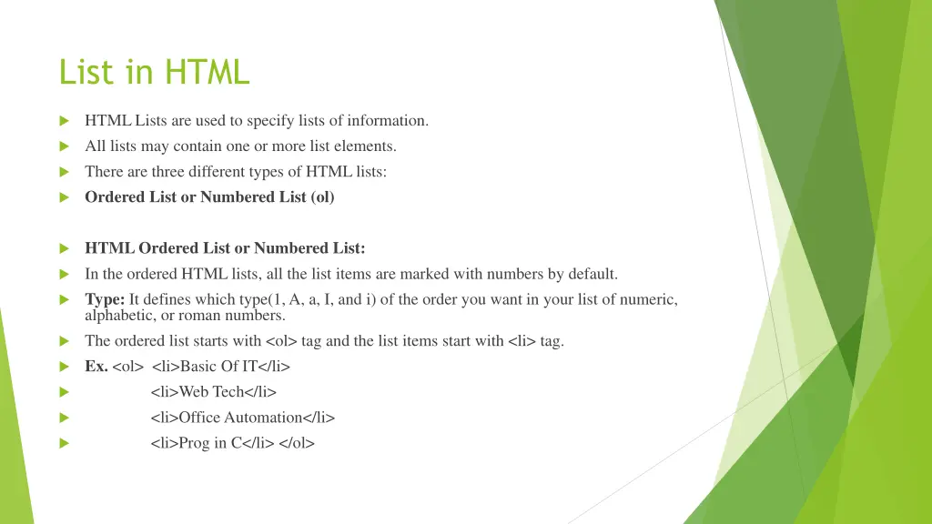 list in html