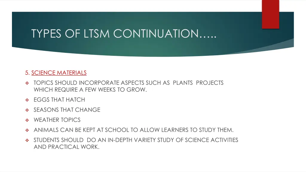 types of ltsm continuation 2