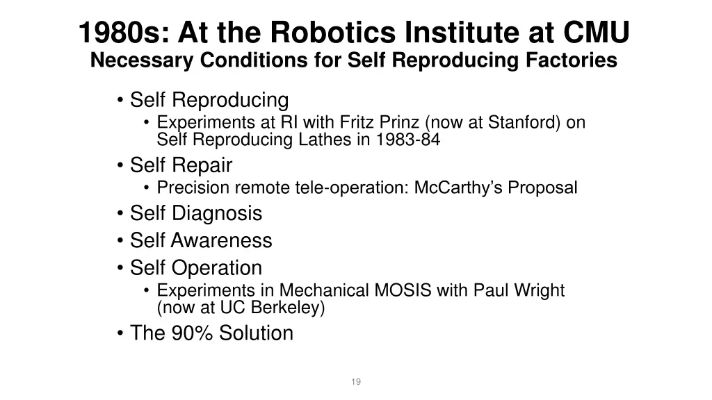 1980s at the robotics institute at cmu necessary