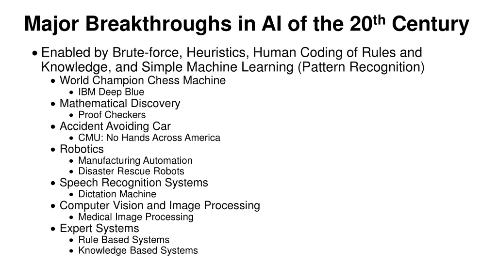 major breakthroughs in ai of the 20 th century