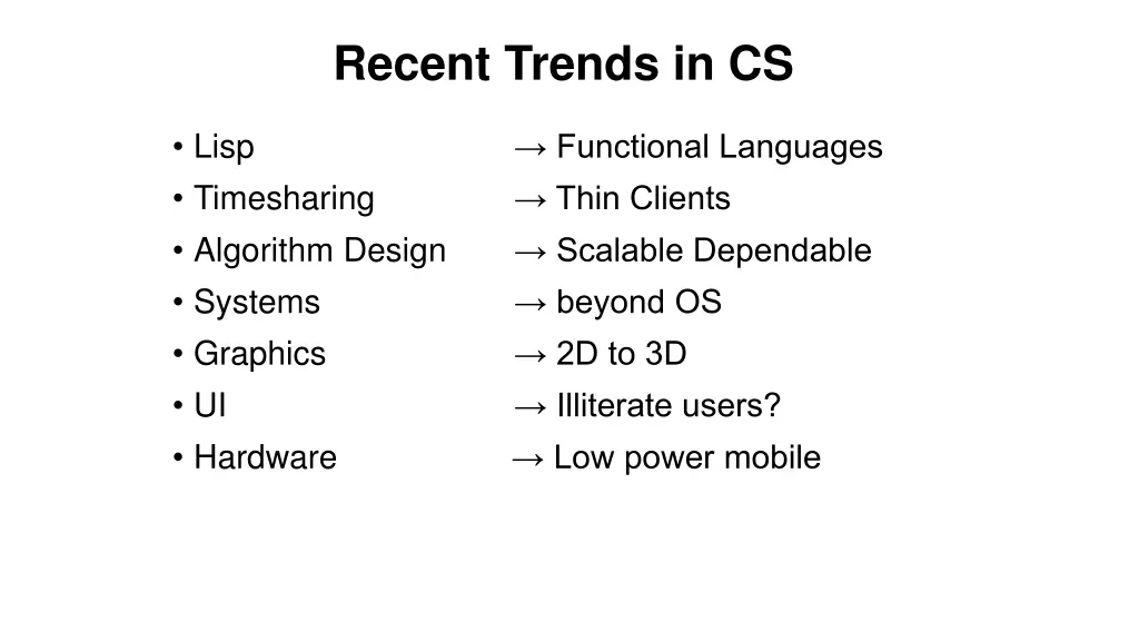 recent trends in cs