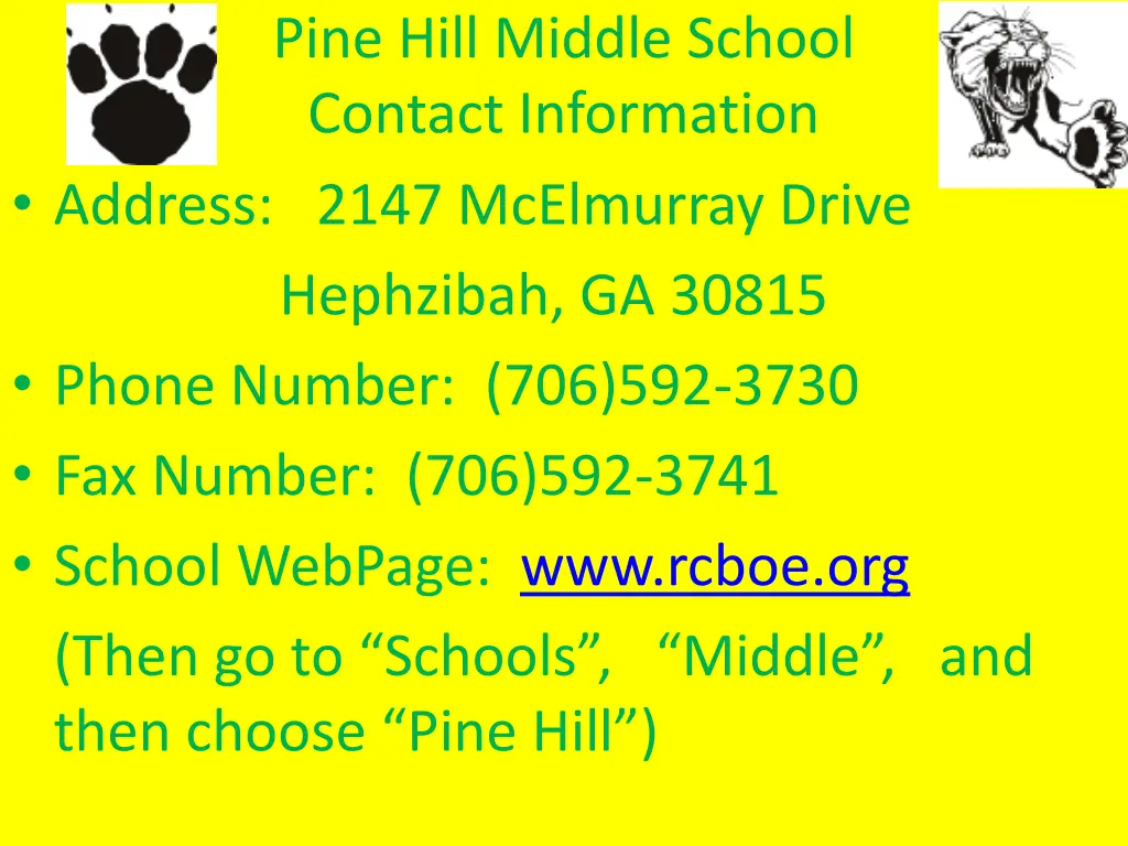 pine hill middle school contact information